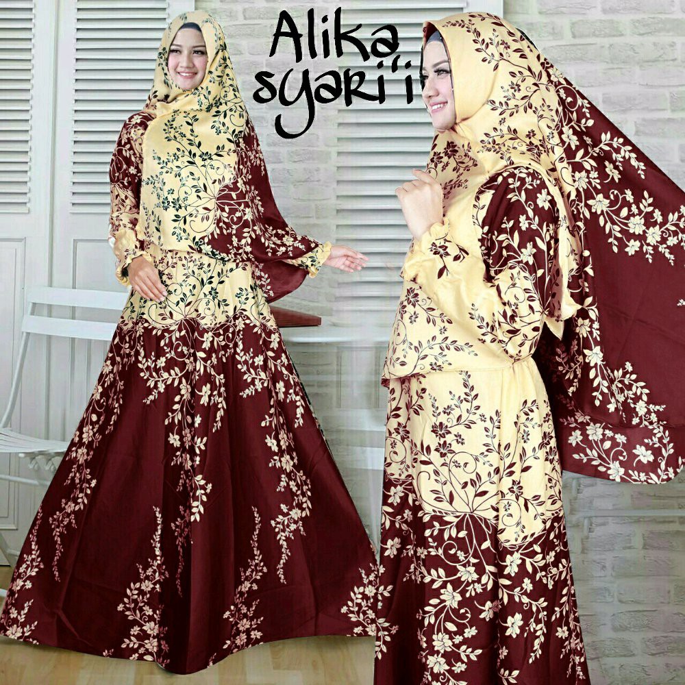 GAMIS MUSLIM ALIKA SYARI MARUN + JILBAB - BUSANA MUSLIM I FASHION MUSLIM I DRESS MUSLIM I BAJU GAMIS