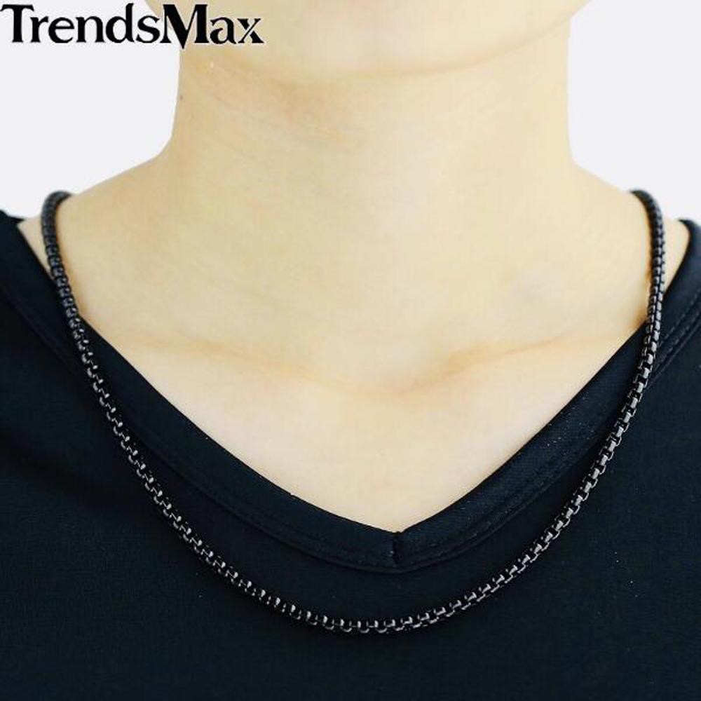 Kalung Titanium Pria Warna Gold Silver Black Anti Karat Seumur Hidup