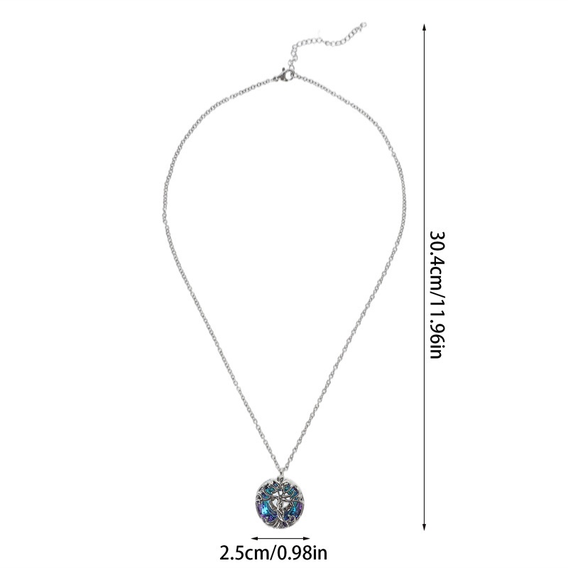 Fancyqube Kalung Desain Pohon Kehidupan Bahan Sterling Silver 925 Dengan Lingkaran Kristal Untuk Wanita