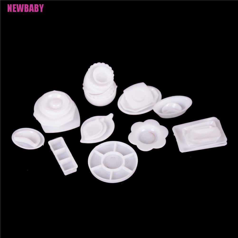 (NEWBABY) 10-15pcs / set Mainan Miniatur Piring / Mangkuk / Gelas Untuk Aksesoris Rumah Boneka