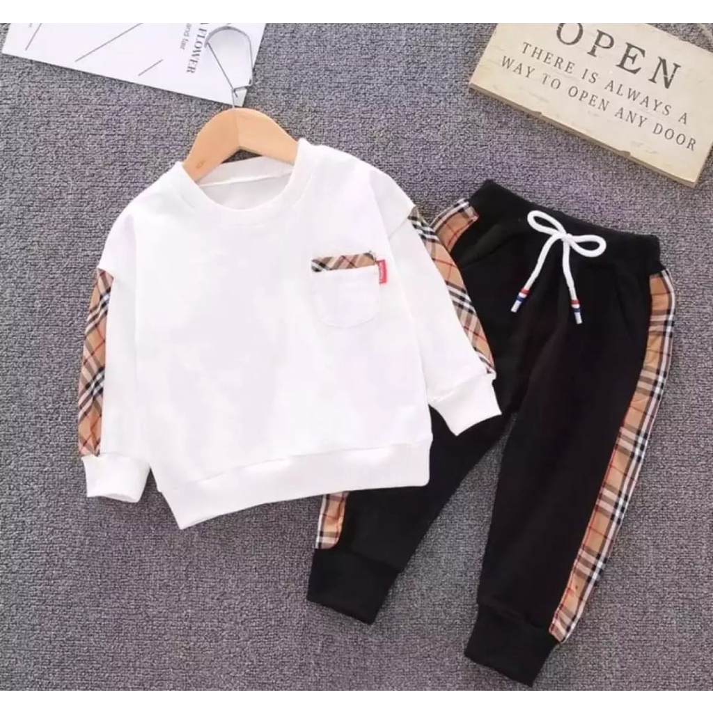 SETELAN SWEATER ANAK LAKI LAKI TERBARU SETELAN SWEATER ANAK LIST KOTAK 1-5 TAHUN