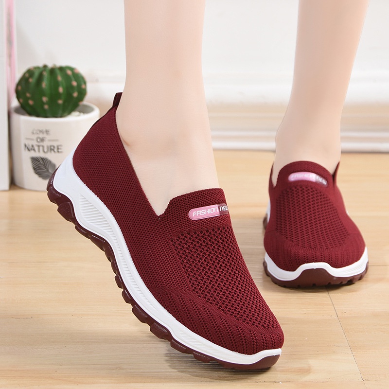 LYT FREE BOX Sepatu Slip On Wanita Sepatu Rajut Wanita Fashion LV0109