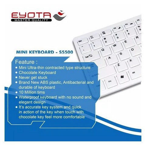 ITSTORE Keyboard Mini kabel USB Eyota S5500 - Keyboard Eyota mini slim With tombol Fn