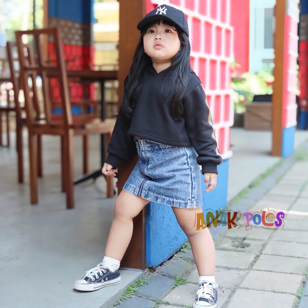 Couple Hoodie Crop Top Rainbow Stripe Mom And Kids | Hoodie Couple Ibu Dan Anak