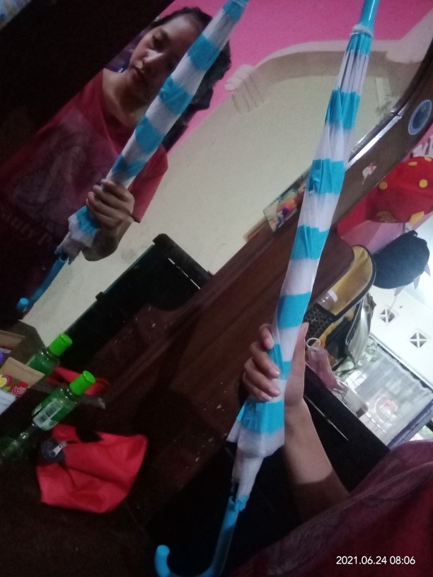 Payung Tongkat Stripe Gg J Warna Pastel