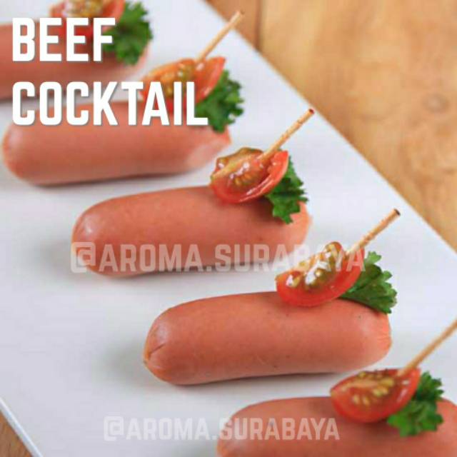 

AROMA Beef Cocktail Sausage 1000gr / 1kg Sosis Daging Sapi Koktail M2 HALAL Meat Frozen Food
