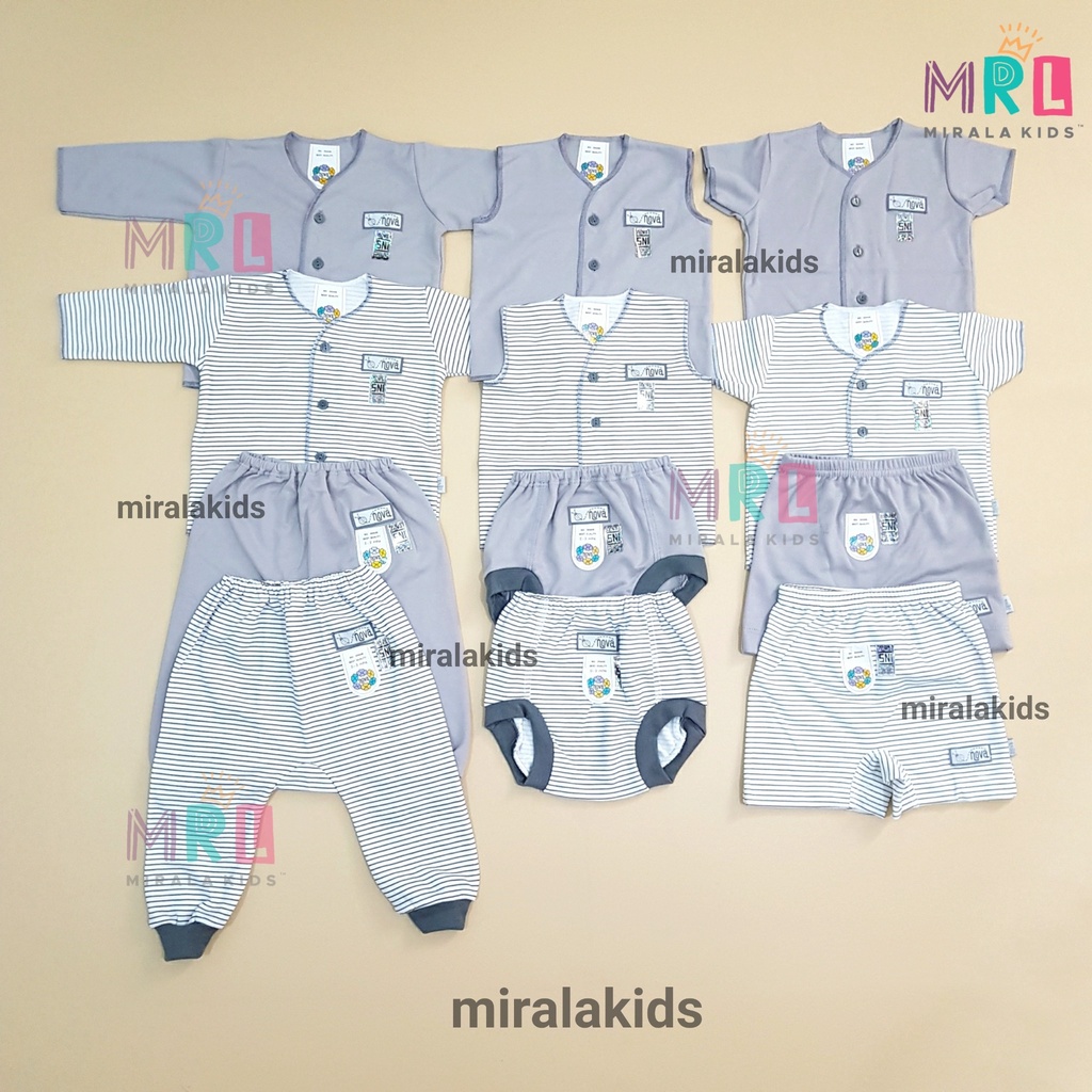 Paket Nova Baju Bayi Seri Coklat dan Abu SNI - Paket Newborn Bayi Baru Lahir