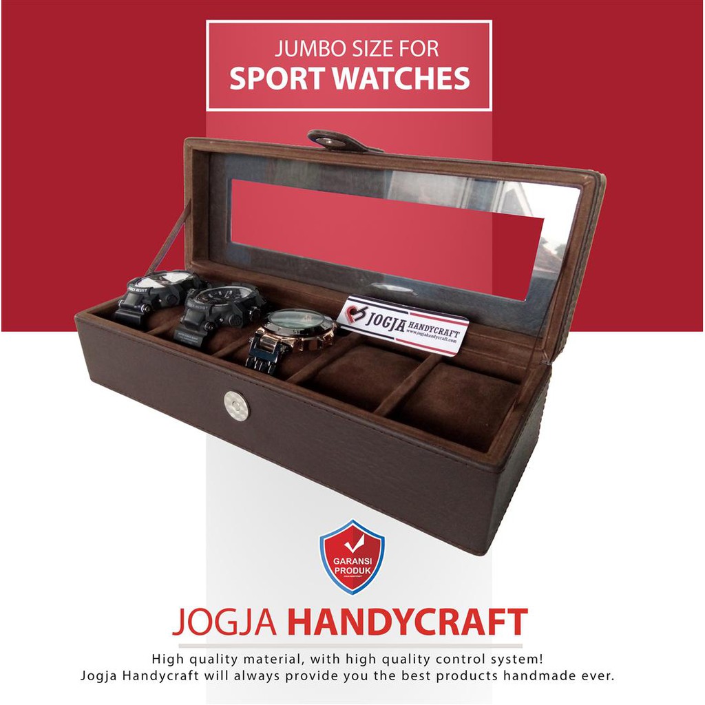 JUMBO Size Kotak Jam Tangan Isi 5 Full Brown / Tempat Jam / Watch Box