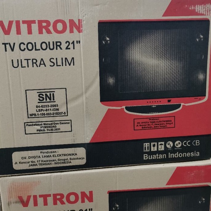 TV TABUNG VITRON COLOUR WARNA 21 IN INCH " ULTRA SLIM VT 2102FS GARANSI MURAH ORIGINAL SNI GARANSI