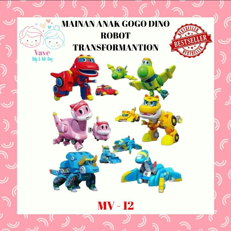 Mainan Anak Robot Gogo Dino Mini Transformation Series Robocar Gogo Dino Original Series Mv12
