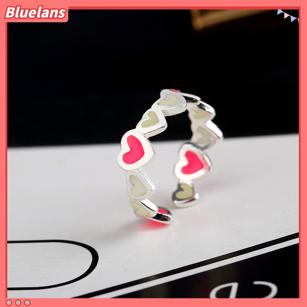 Cincin Luminous Warna-Warni Bentuk Hati Untuk Pasangan