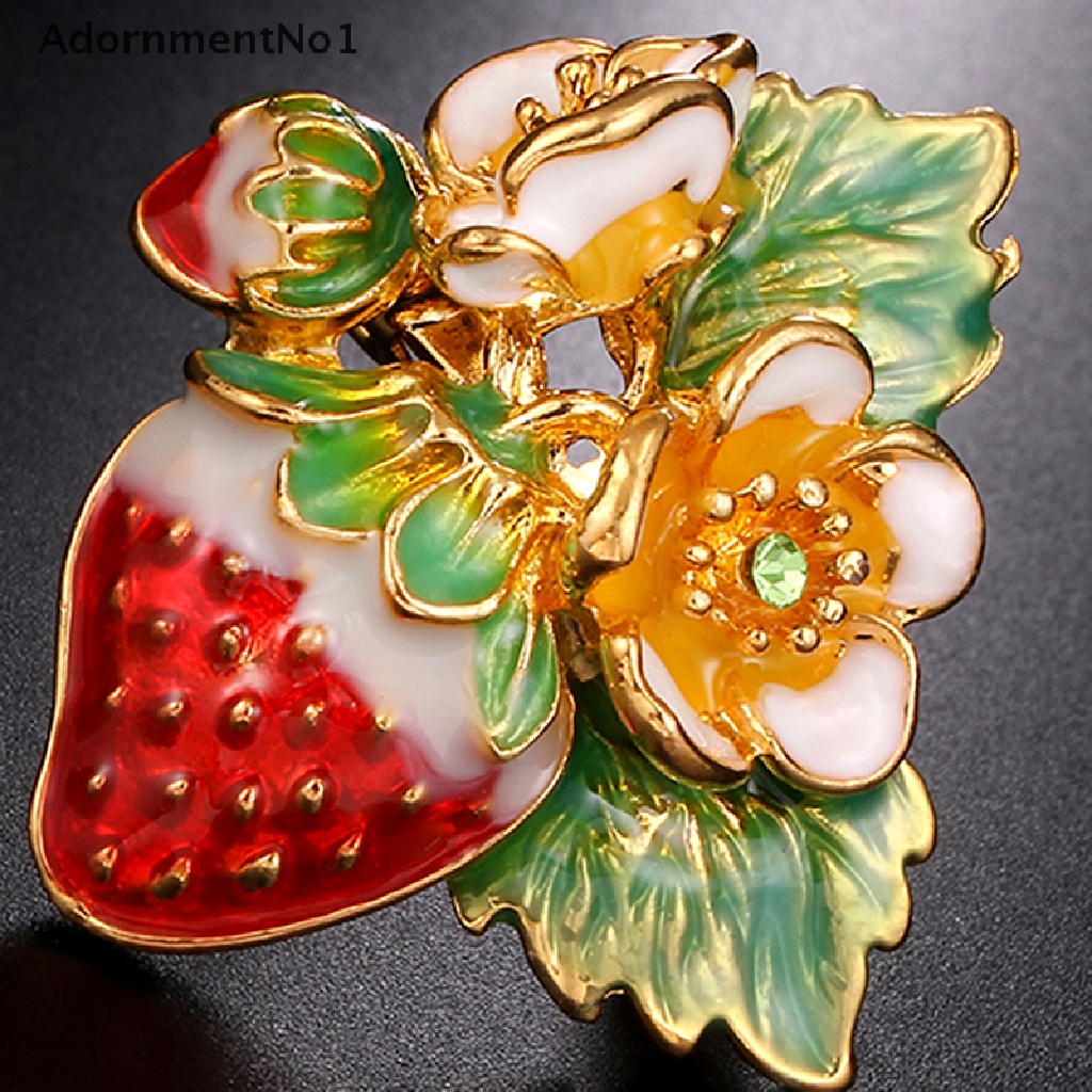 (AdornmentNo1) Bros Pin Enamel Bentuk Buah Strawberry Untuk Aksesoris Pakaian