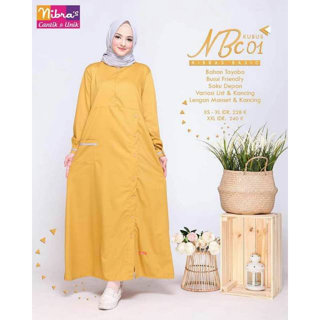 Gamis NIBRAS NBC 01 Putih, Hitam || Nibras Alnita Haihai