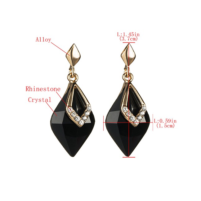 LRC Anting Tusuk Fashion Red Diamond-shaped Diamond S925 Silver Needle Earrings D10280