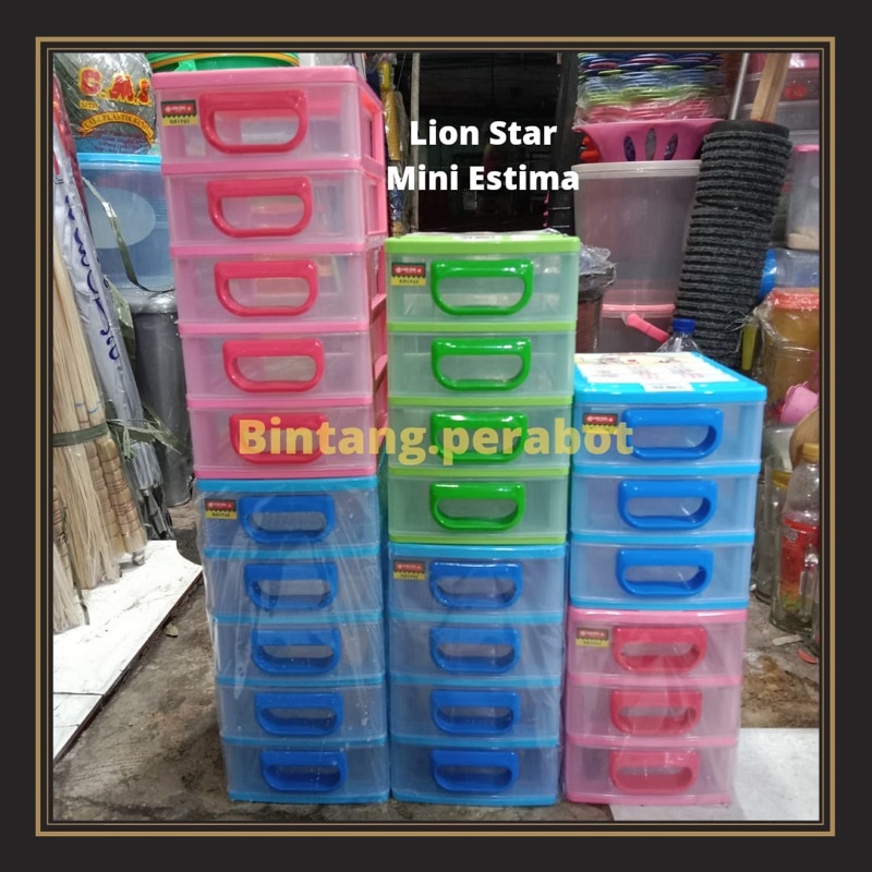Lion Star Estima Mini Container Susun 3 4 5 / Laci Kabinet Mini Container / Laci Susun Tempat Aksesoris / Kotak Obat