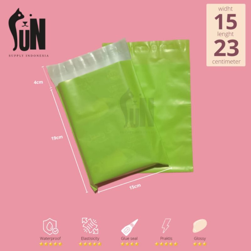 

[10Lembar] Plastik Poly Mailer 15x23|17x30|20x30|25x40|28x45|35x50 Semi Glossy Green Plastik Packing