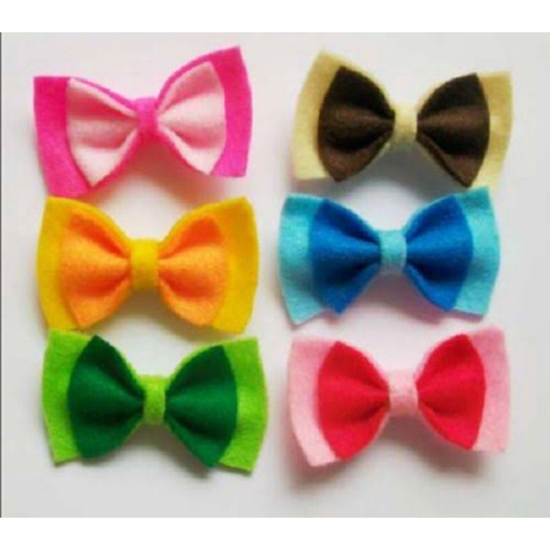 bisa bayar ditempat bros pita kain flanel dua warna bebas pilih warna