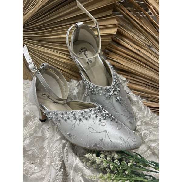 sepatu wanita Yohanes bahan tdk transparan silver 5cm lancip