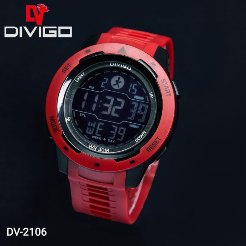 (Terima Cod)Jam Tangan Pria Divigo Set Digital Anti Air/Water Resist Strap Rubber/Karet Original(Dikirim Jakarta)