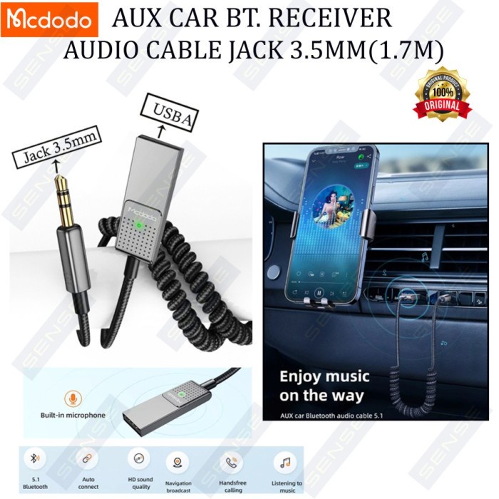 MCDODO CA-8700 CAR WIRELESS AUDIO MOBIL RECEIVER BT 5.1 AUX 3.5MM