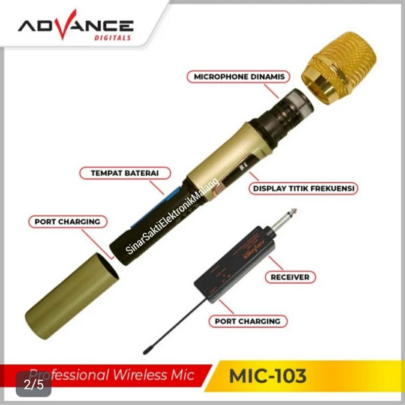 Microphone Mic Wireless Advance 103 Single Pengeras Suara Tanpa Kabel Karaoke