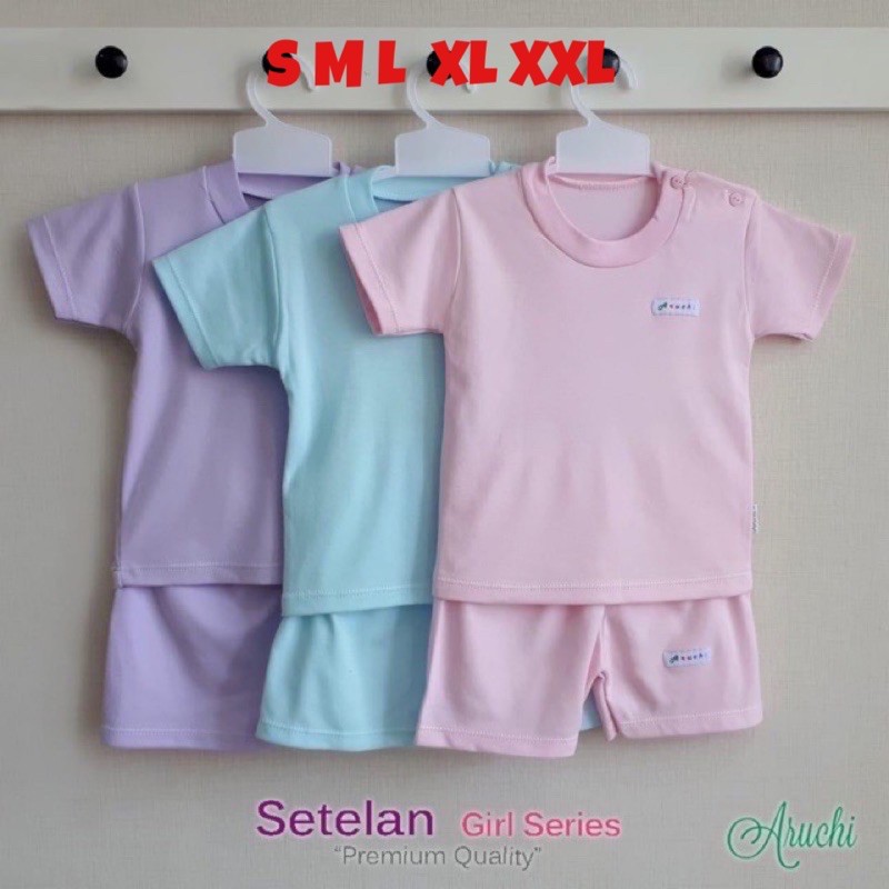 Aruchi POLOS S M L XL XXL (1stel) Setelan Baju Pendek Baju Kancing Depan / Oblong Bayi Anak