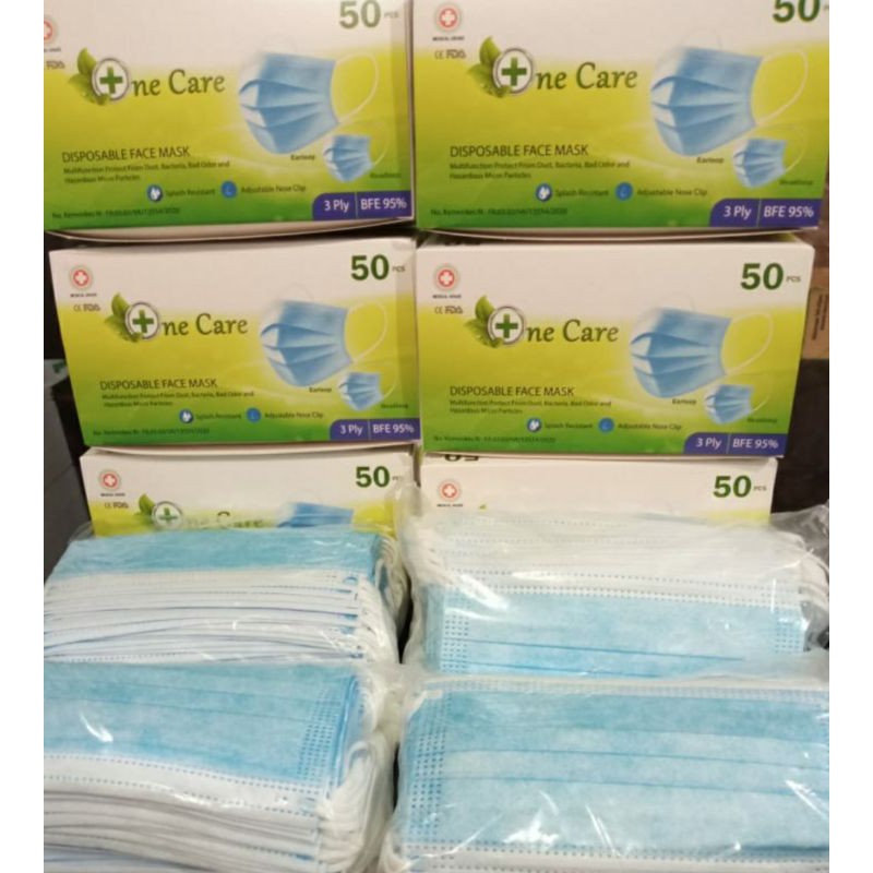 ONE CARE BIRU emboss 50pc