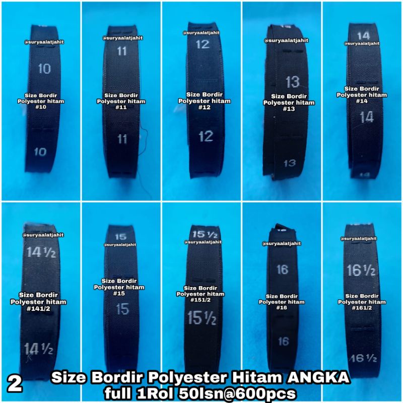 🅰️Size Bordir Hitam ANGKA,1Rol @50lsn=600pcs =rp.9.000/Rol