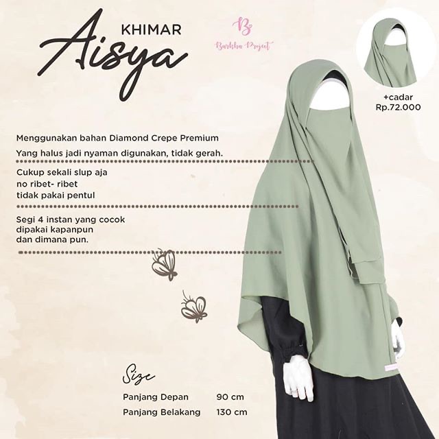 KHIMAR SYARI SEGI EMPAT INSTAN BOLAK BALIK AISYA TANPA CADAR BARKHA PROJECT-5