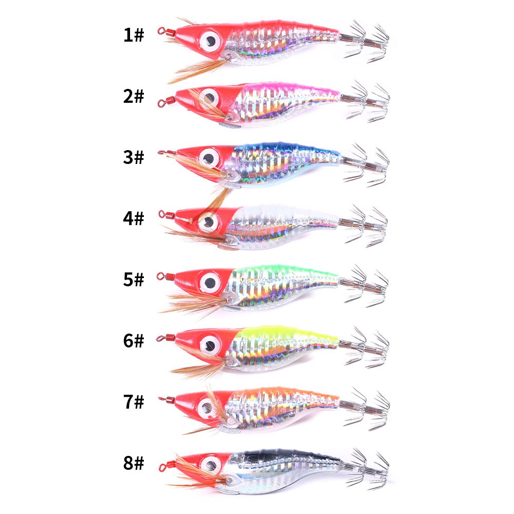 Hengjia 1pc Umpan Pancing Tiruan Bentuk Cumi-Cumi Bermata Besar 3D Eyes Shrimp Bait 9g / 10cm Floating Fishing Lure Squid Jig Hooks