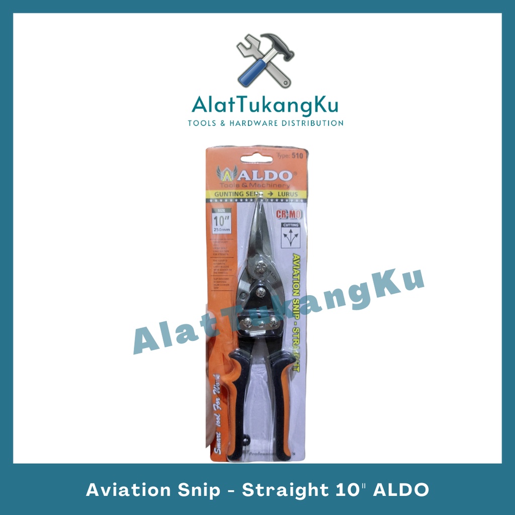 Gunting Hollow Holo 10" ALDO / Gunting Seng Baja Ringan Lurus 10 inch