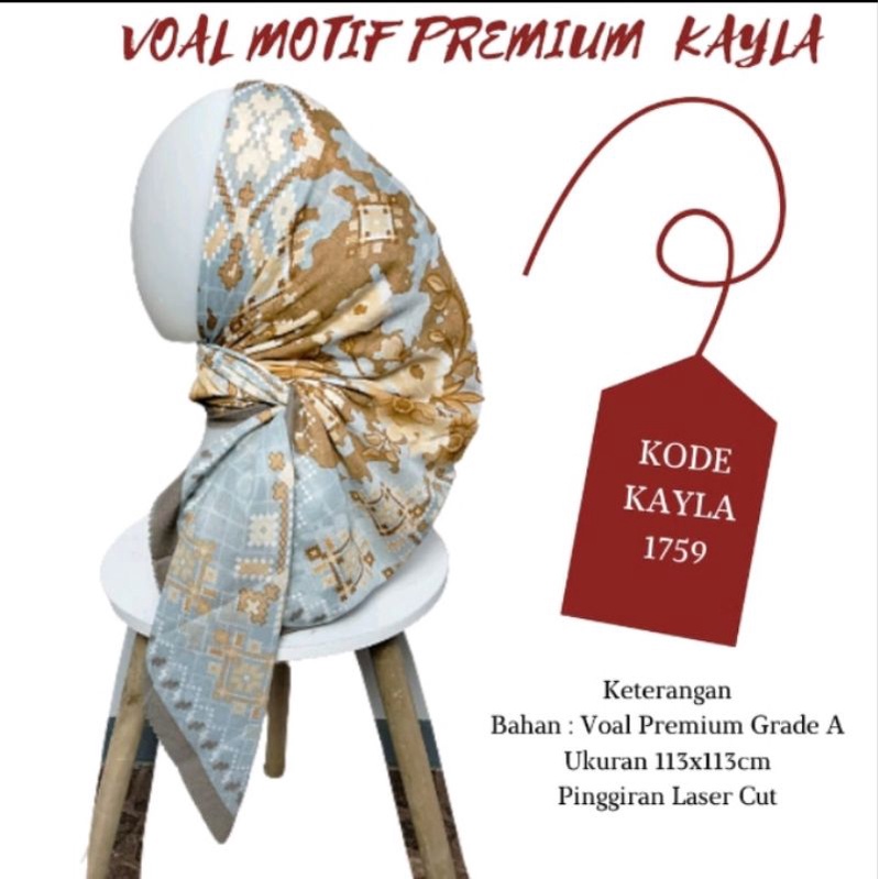 HIJAB SEGIEMPAT VOAL LASERCUT BIRU