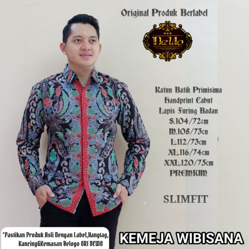 Kemeja Batik SlimFit Lengan Panjang Pria Batik SlimFit Lapis Furing WIBISANA