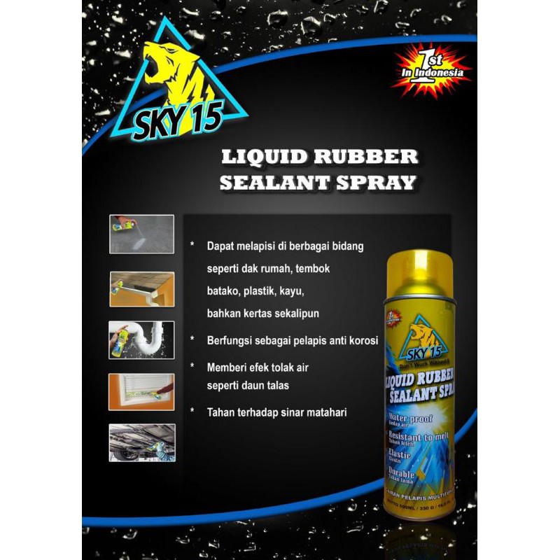 LIQUID RUBBER SEALANT SPRAY sky15 ( 4 varian warna) hitam, putih, clear, abu2