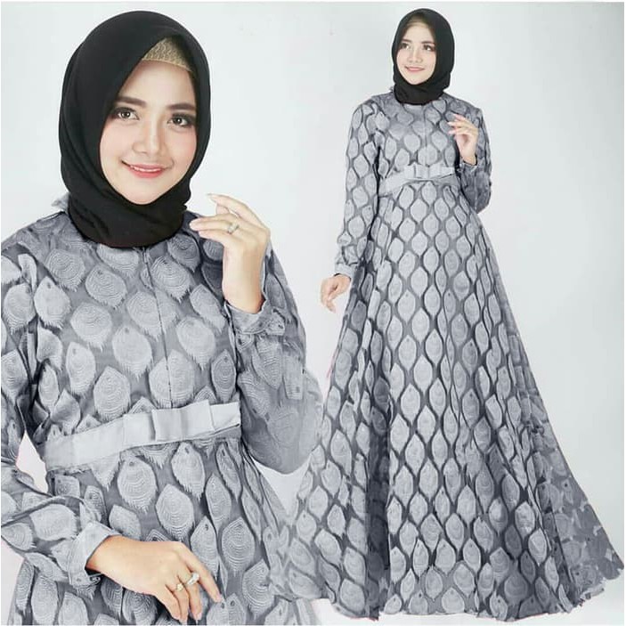 ( TERMURAH ) 0048 GAMIS PESTA MURAH LONGDRESS MEWAH SILVER