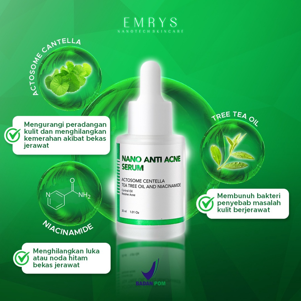 Skincare Serum Emrys Wajah Acne Penghilang Bekas Jerawat Flek Hitam Anti Komedo Perawatan Muka Pence