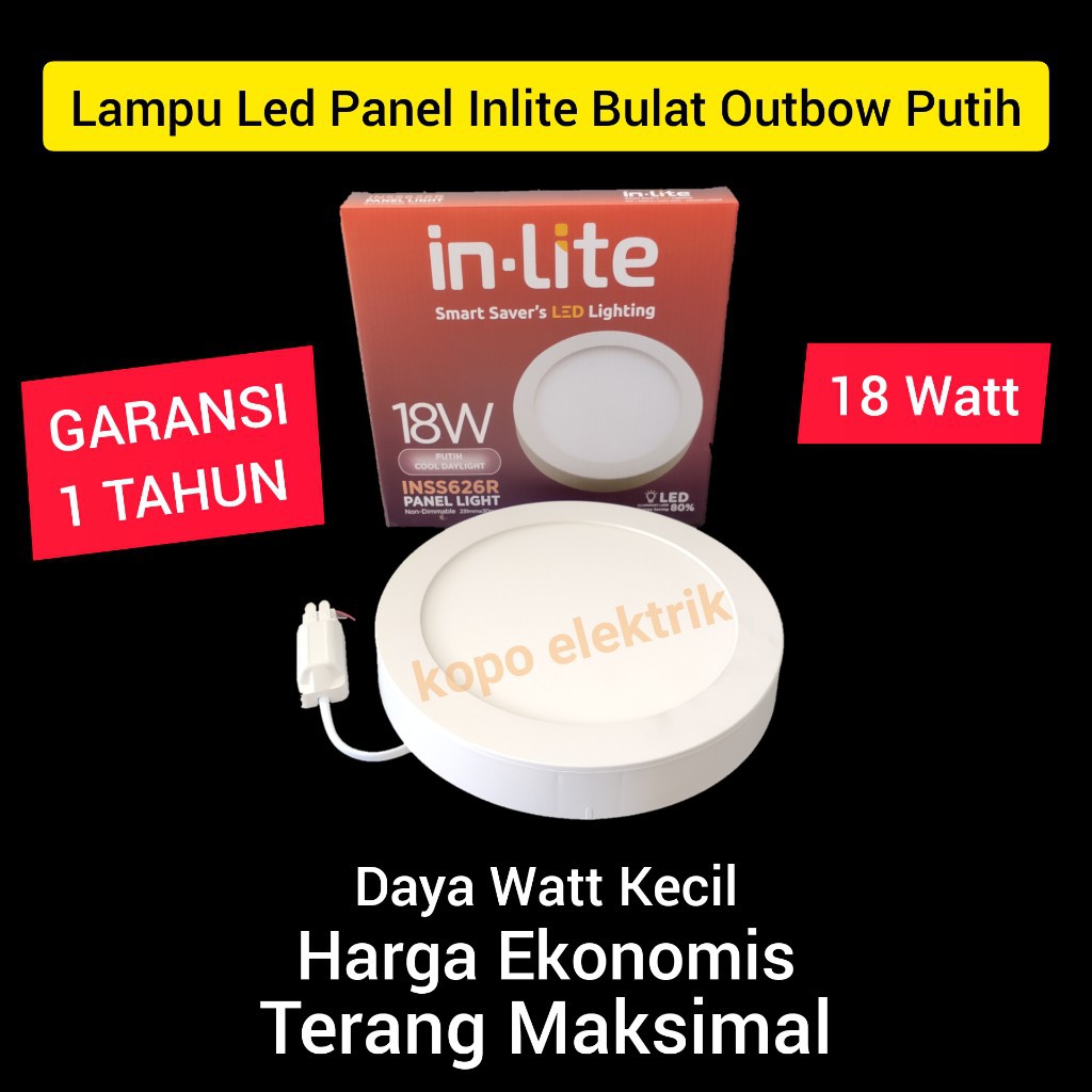 (BERGARANSI 1 TAHUN) INLITE Downlight Led Panel Bulat Outbow 18 Watt