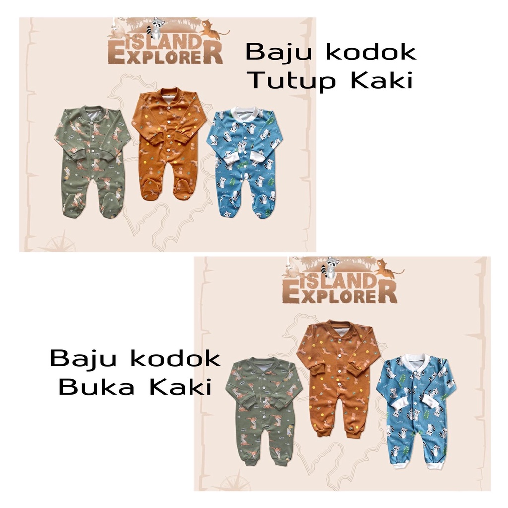 isi 3pcs Libby Baju Kodok Panjang Buka Kaki Tutup Kaki / Jumpsuit Sleepsuit Jumper