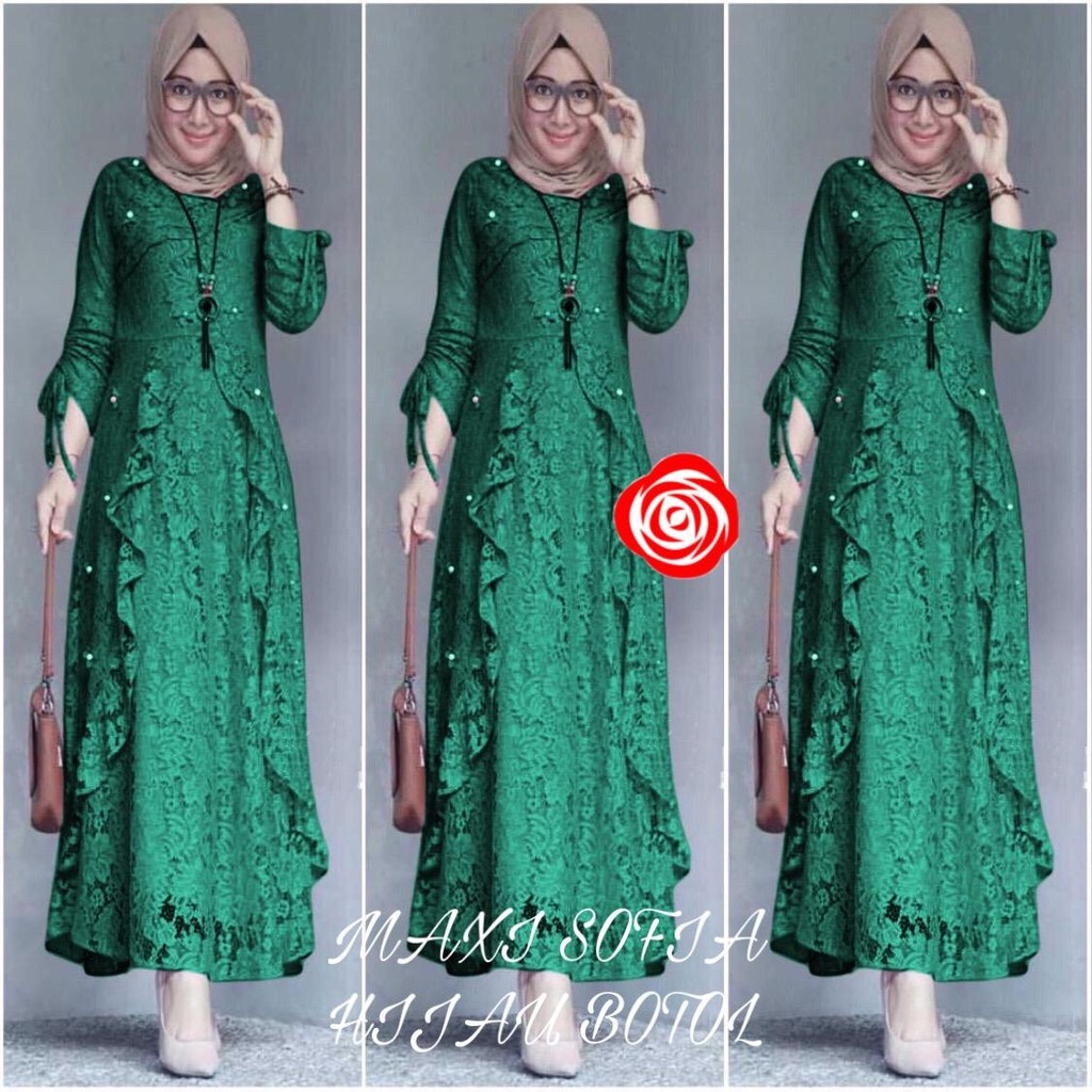 Gamis Maxi Sofia / Brukat Tulang / Full Brukat / Best Seller / Size S/M, L, XL ,XXL / Good Quality