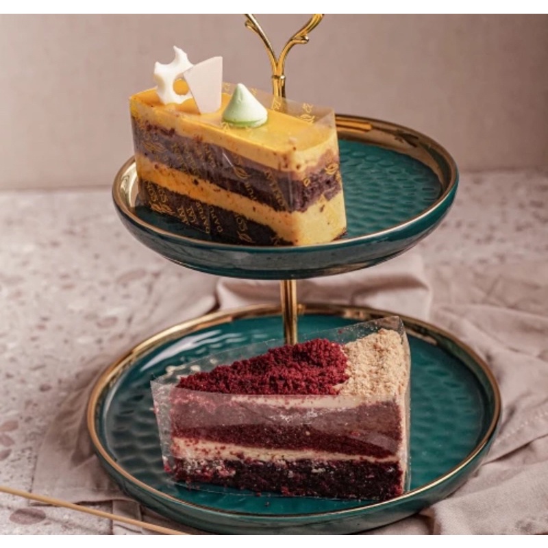 2 Tiers Cake Stand Elegant Ceramic Emerald Green