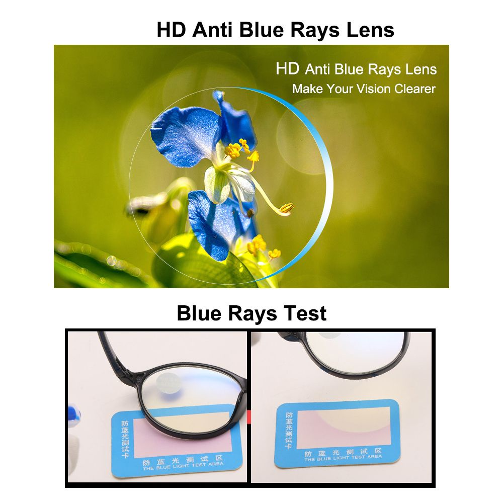 ROW Unisex Reading Glasses TR90 Presbyopia Eyeglasses Anti Blue Rays Round Frame Strength+1.00~+4.00 Antifatigue Classic Readers Glasses Computer Eyewear