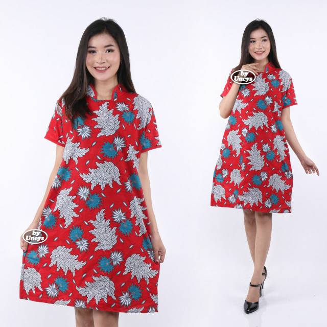 DRESS BATIK KATUN KERJA KANTOR/SERAGAM BATIK KANTOR /DRESS BATIK NATAL/VN 999