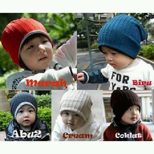 Topi Kupluk Bolak Balik Anak Bayi ( Baby Mj Hat-Model Rajut-Cocok Untuk Batita / Balita )