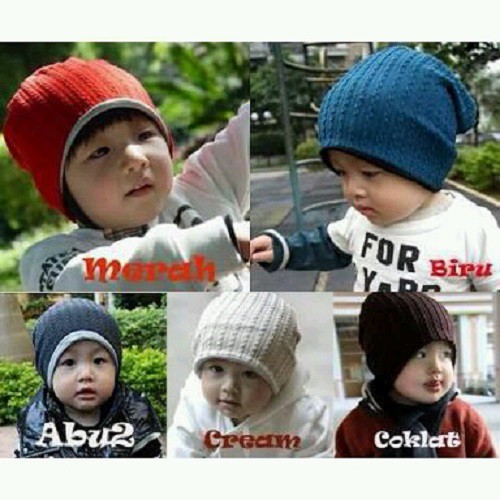 Topi Bolak Balik Anak  ( Baby Mj Hat-Model Rajut-Cocok Untuk Bayi / Batita / Balita )