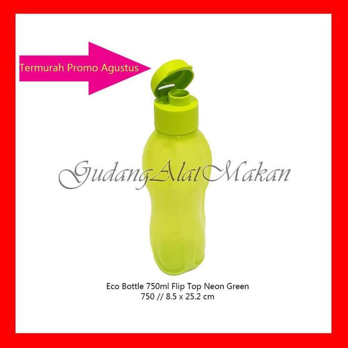 Promo Tupperware Eco Bottle 750ml Hijau Neon tempat minum botol air Murah