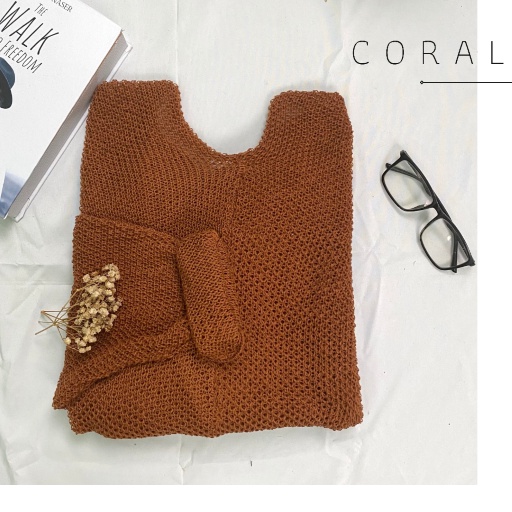 CARDIGAN RAJUT / BATWING KELELAWAR CARDIGAN / CARDIGAN BIG SIZE(PREMIUM)-CORAL