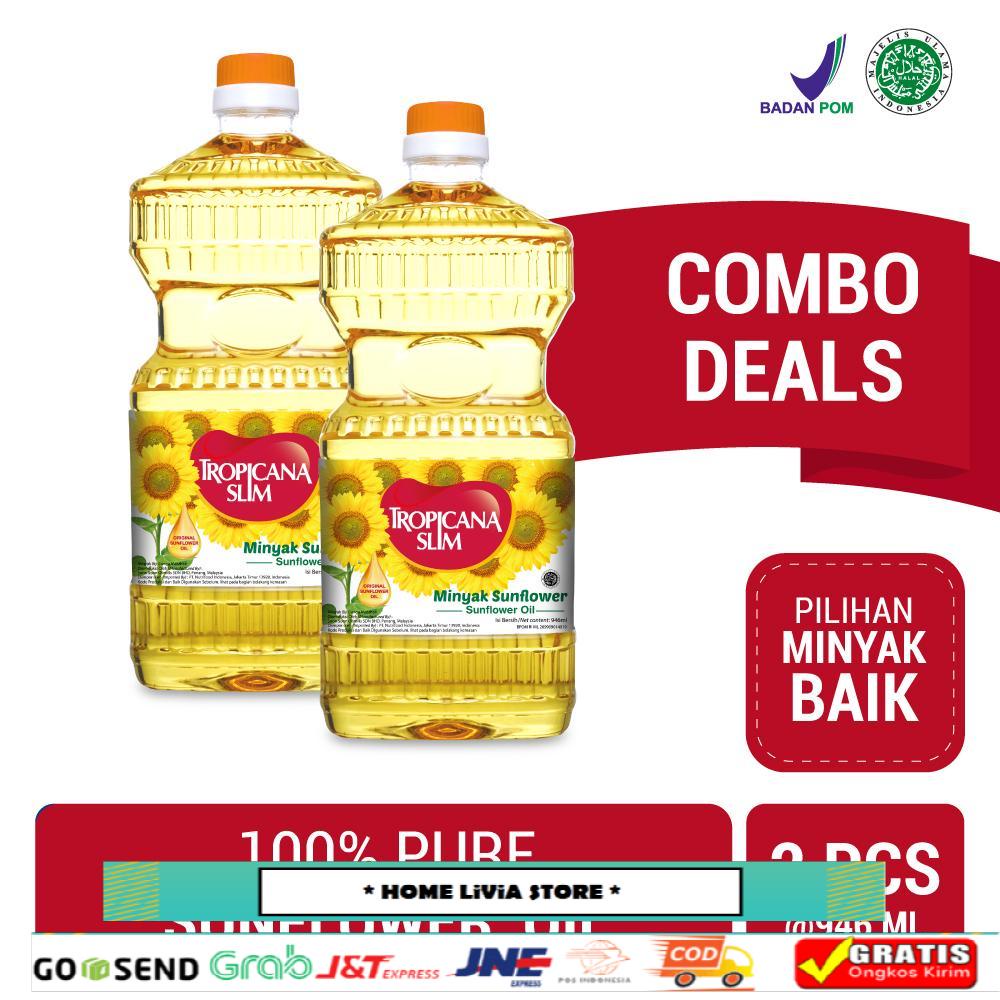 

Twin Pack - Tropicana Slim Minyak Sunflower 946ml - Minyak Baik 100% Pure Sunflower Oil