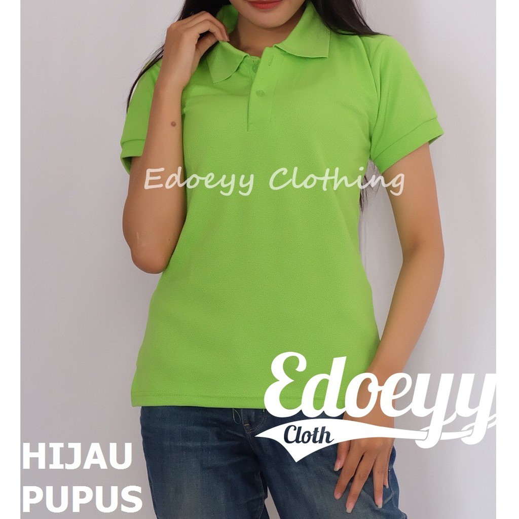Kaos Polo Cewek Hijau Stabilo / Woman Polo Shirt / Kaos polo Lady / Baju Kerah Berkerah Wanita