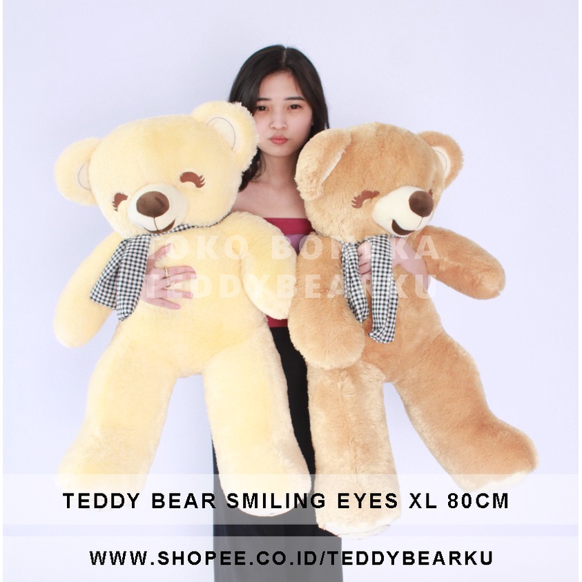 Boneka Beruang Teddy Bear Smiling Eyes XL Jumbo Besar 80CM