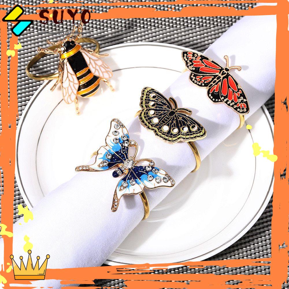 Suyo Cincin Serbet Bentuk Hamburger / Capung / Butterfly Bahan Metal Untuk Perlengkapan Pernikahan